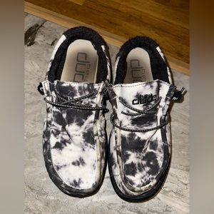 GUC Hey Dude Slip On Shoes THUNDERSTRUCK black white tie dye men’s 8
